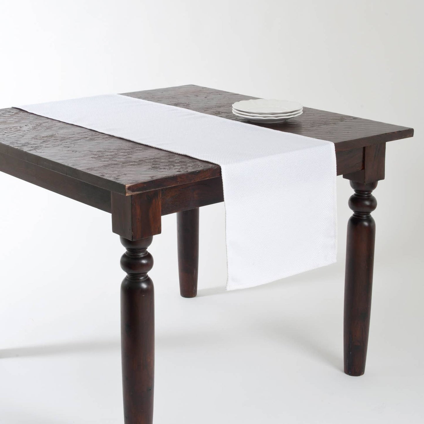 9113 - Basket Weave White Table Runner – 16" x 72"