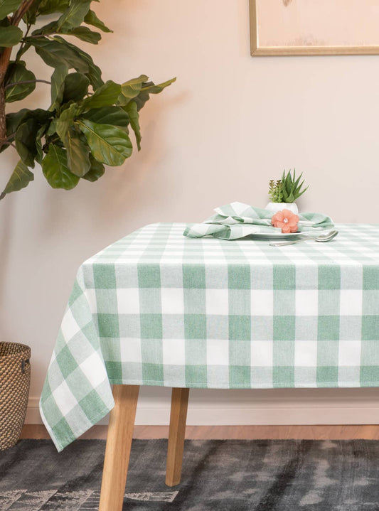 TBL0027 - Green-White Buffalo Plaid Thin Soft 56" Tablecloth
