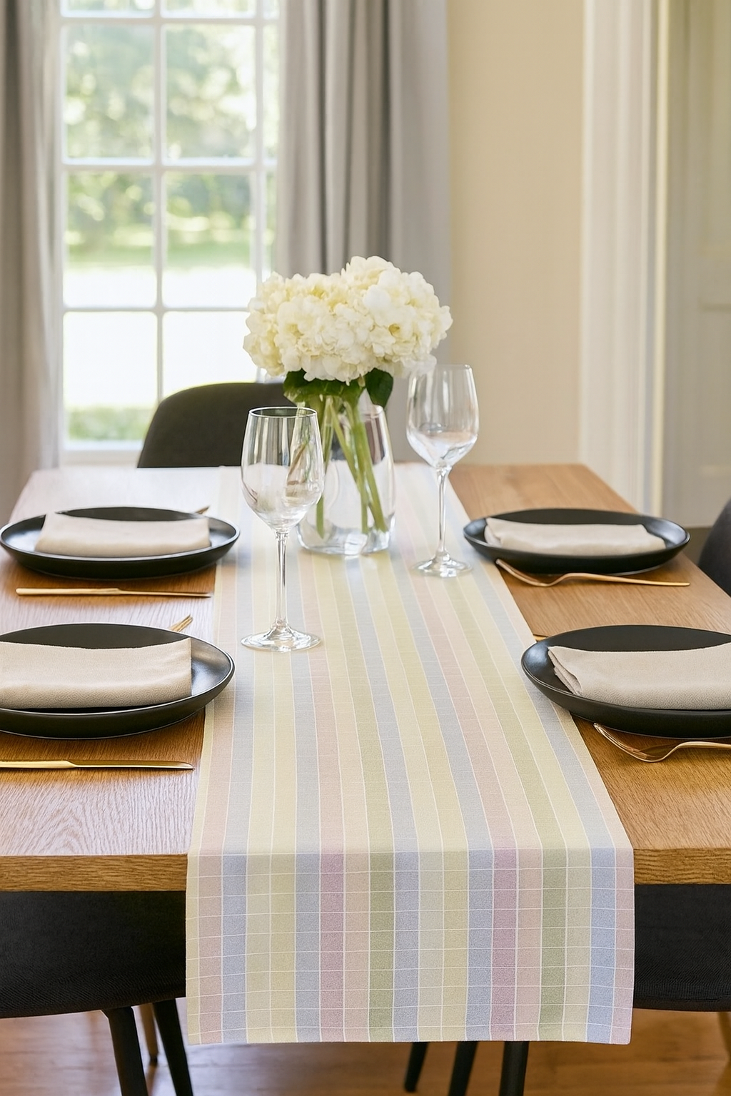 TBL0031 - Pastel Stitched Check Cotton Table Runner
