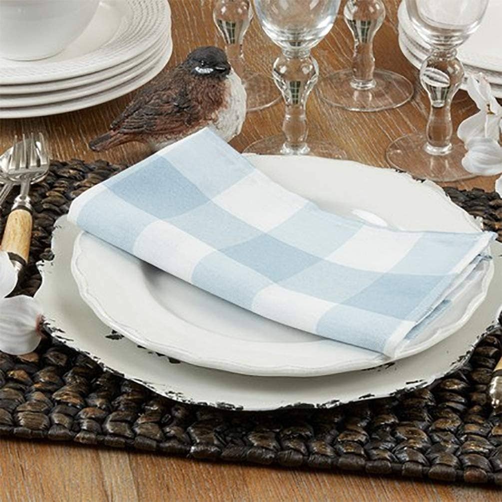 5026 - Blue and White Classic Plaid Cotton 20" Cloth Napkin