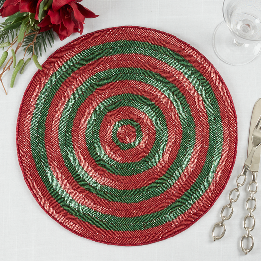 1928 - Red and Green Beaded 15" Placemat