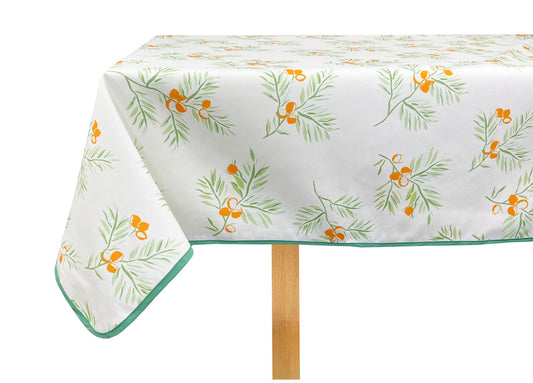 TBL0058 - Green Pine and Berry Wrinkle-Free Tablecloth