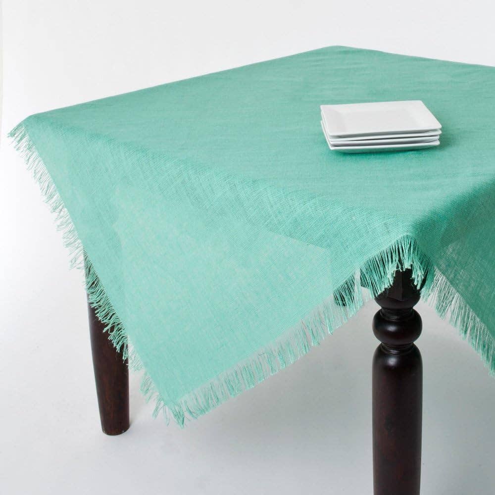 JU209 - Sea Green Burlap Fringed 60" Square Tablecloth