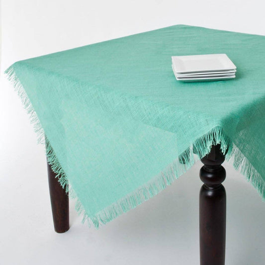 JU209 - Sea Green Burlap Fringed 60" Square Tablecloth