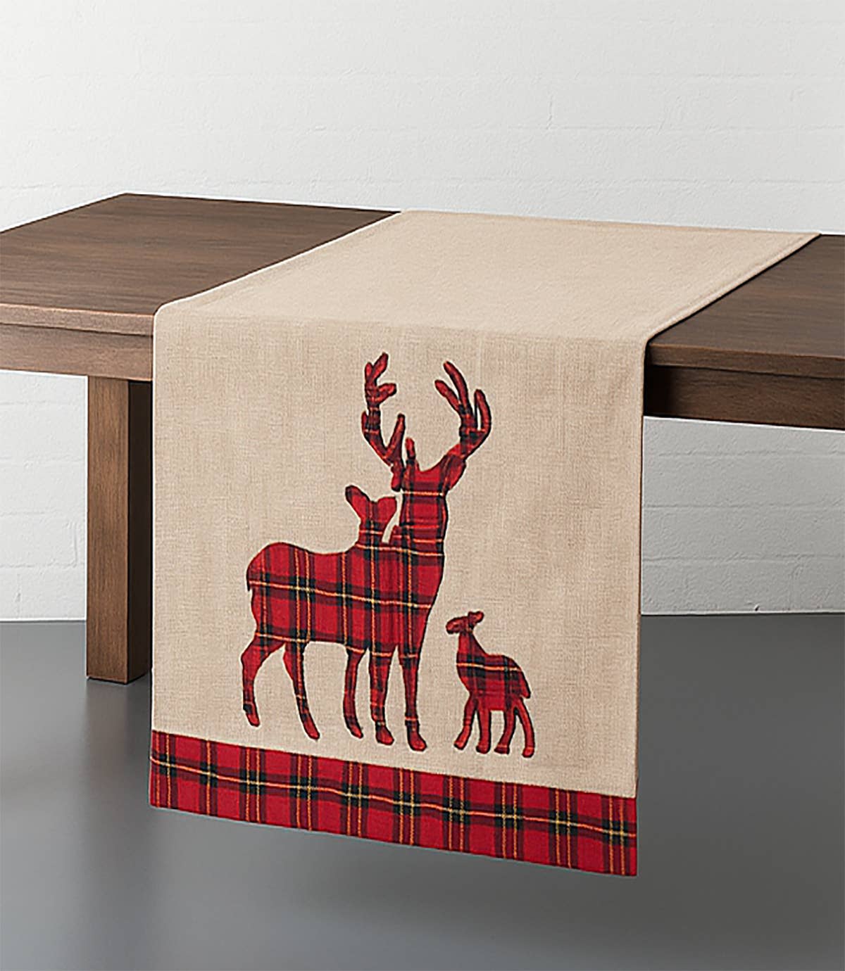 TBL0003 - Tartan Plaid Reindeer Holiday Table Runner