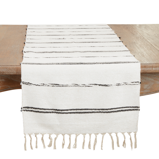 9410 - Natural Striped Cotton 16"X72" Table Runner