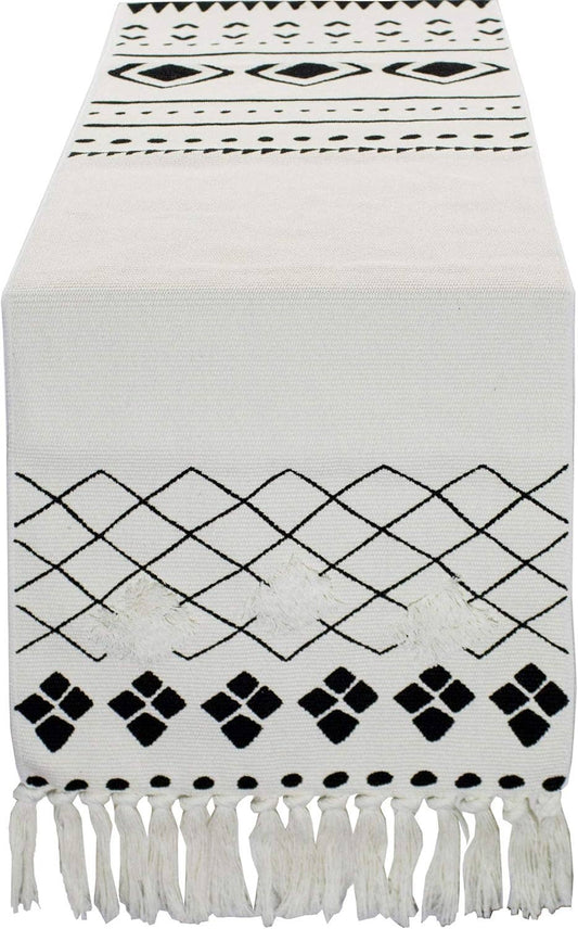 RNR0003 - Boho Woven Geometric 14"x71" Table Runner