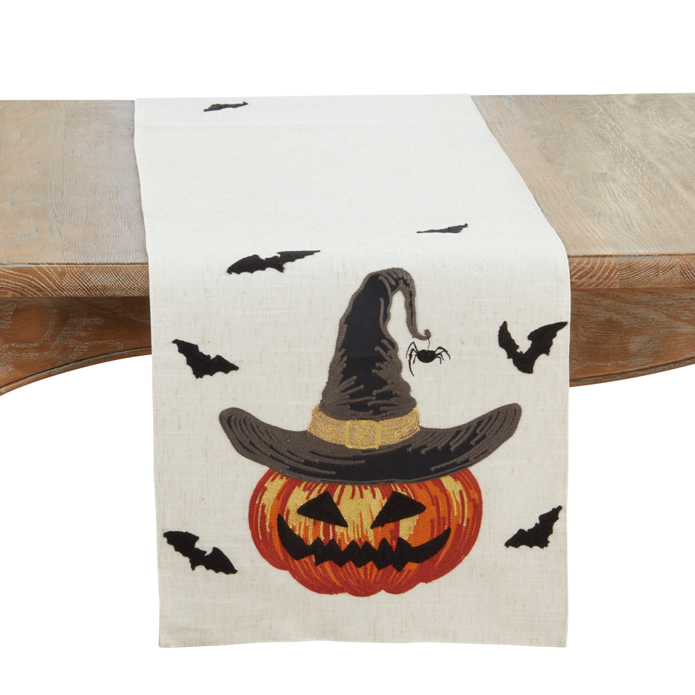 7730 - Spooky Pumpkin Linen-Poly 16"x70" Table Runner