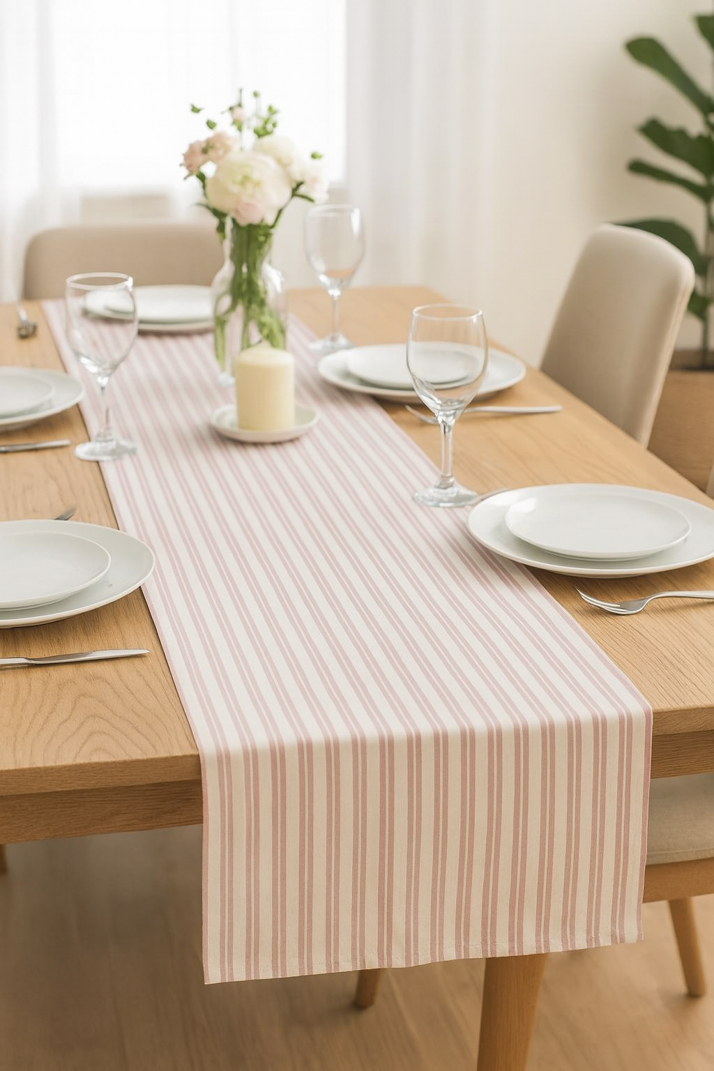 TBL0024 - Coral Classic Striped Table Runner