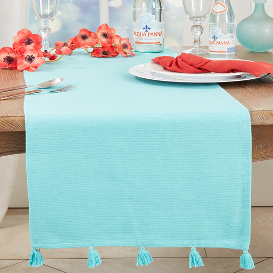 377 - Turquoise Cotton 16x72 Table Runner