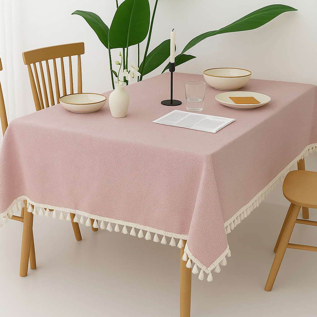 TBL0070 - Pink Mini Houndstooth Patterned Tablecloth