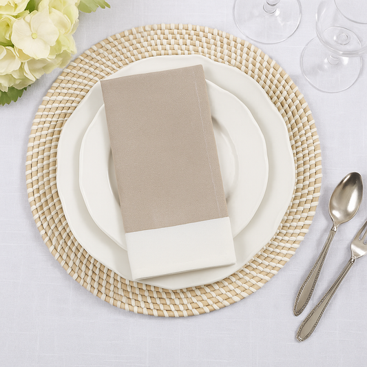 712 - White Banded Natural 20" Cloth Dinner Napkin