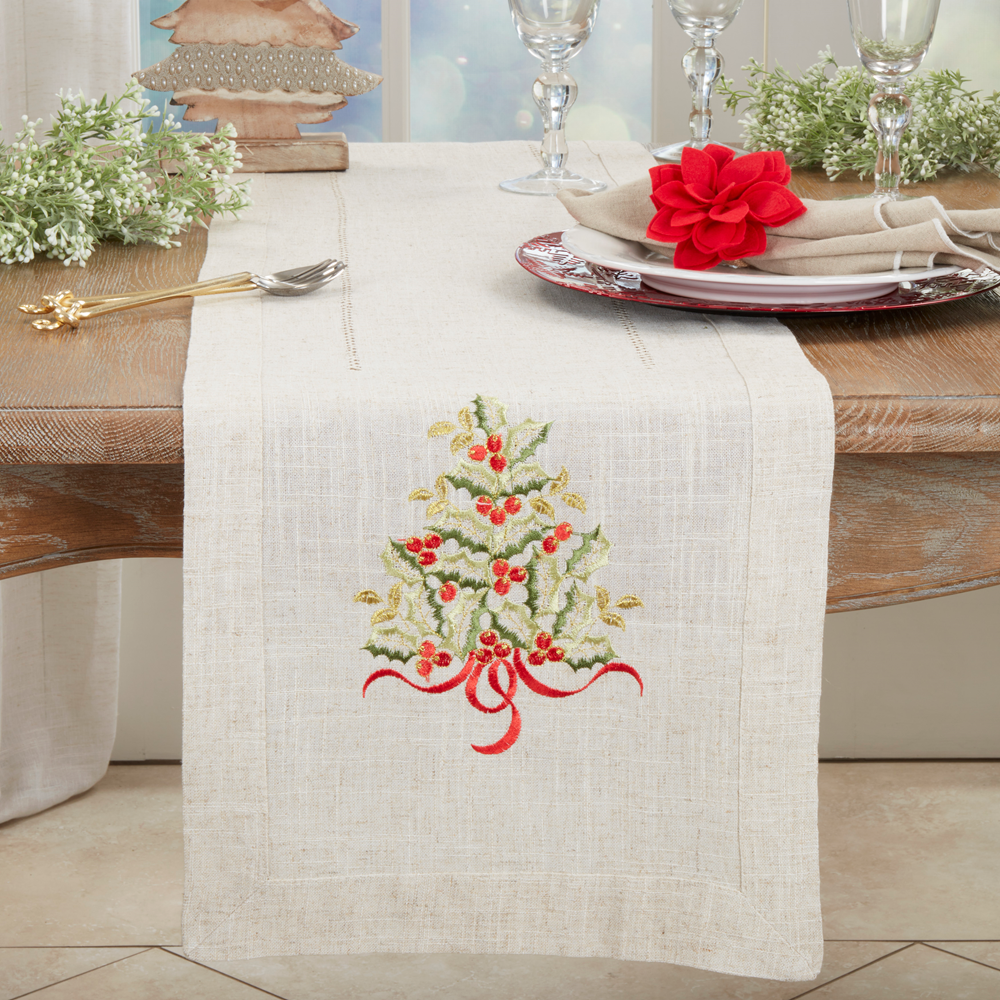 60041 - Embroidered Christmas Tree Table Runner