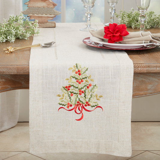 60041 - Embroidered Christmas Tree Table Runner