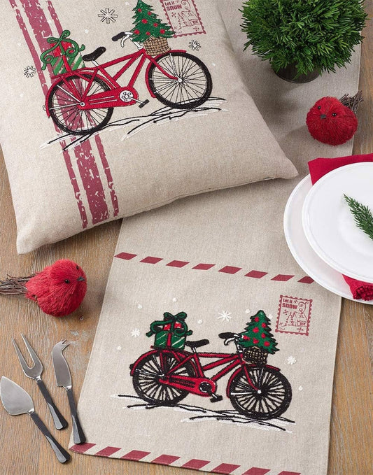7757 - Classic Postage Stamp Christmas Bicycle Table Runner