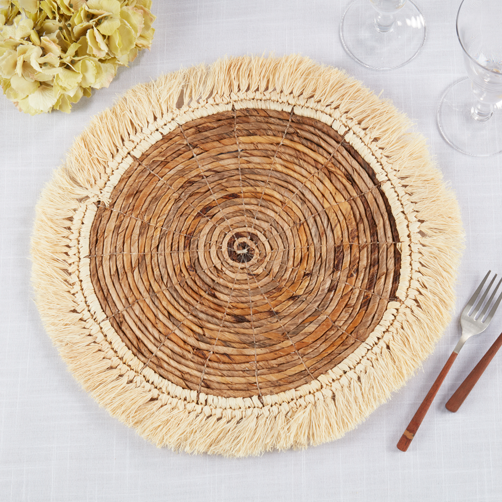 2120 - Brown Raffia Abaca 16" Round Placemat