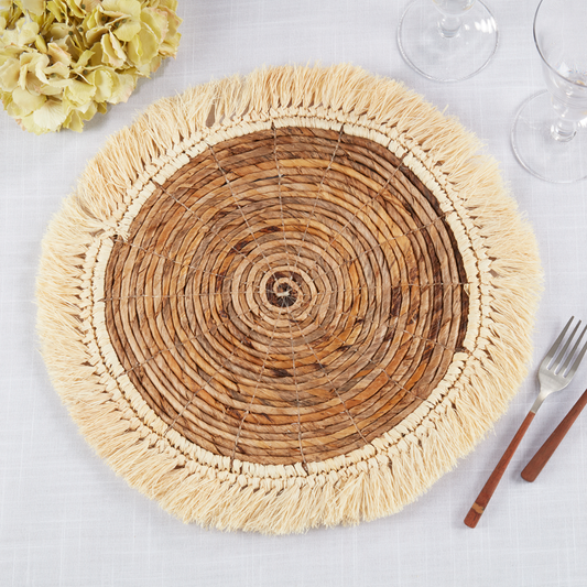 2120 - Brown Raffia Abaca 16" Round Placemat