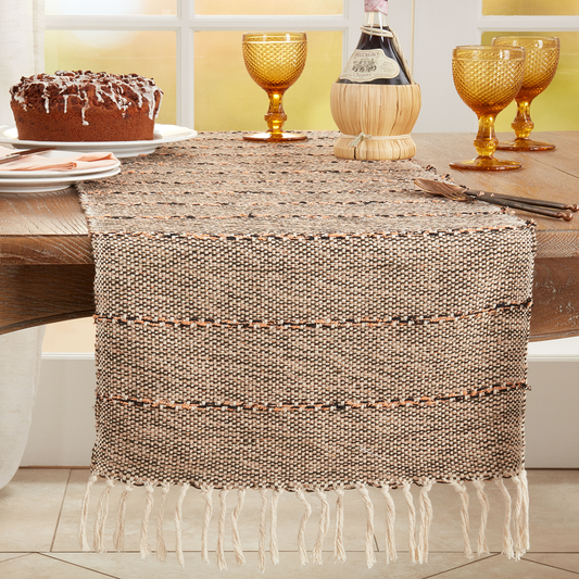 851 - Striped Cotton Blend Table Runner