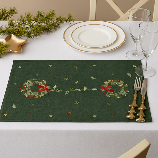 2694 - White Embroidered Wreath 14"X20" Placemat (Copy)