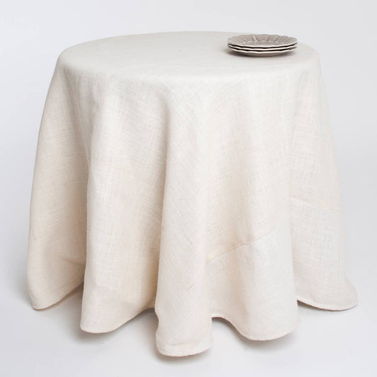 0811 - Ivory Burlap Lined Round Tablecloth