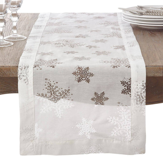 8000 - Burnout Snowflake White Table Runner