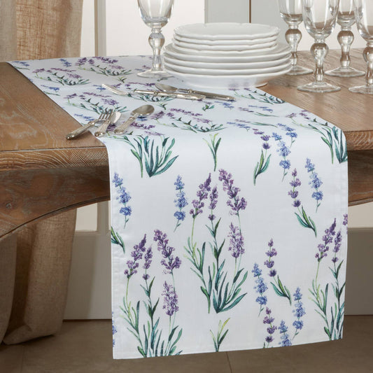 1127 - Garden Lavender White Table Runner