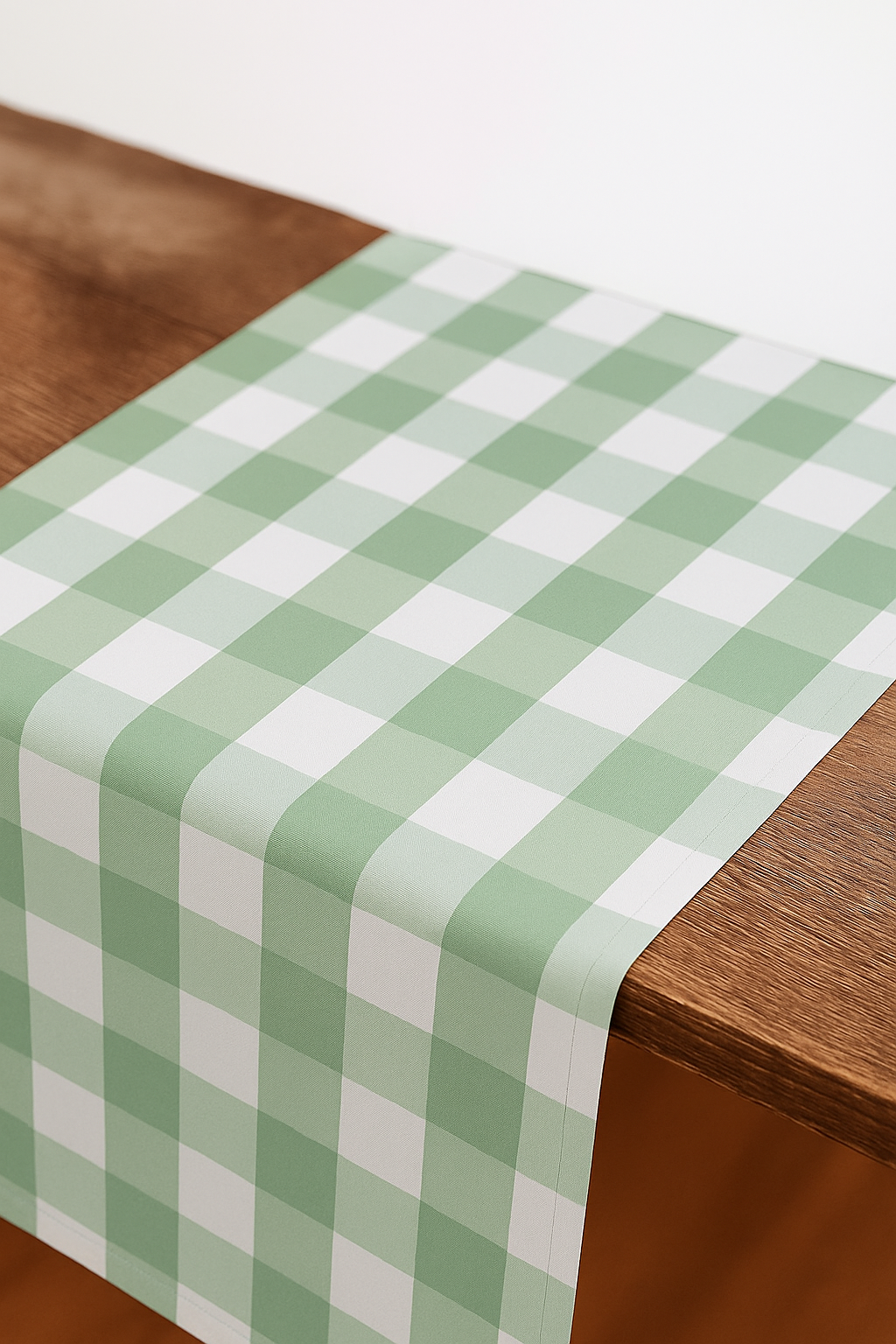 TBL0045 - Sage-White Handmade Buffalo Check Table Runner