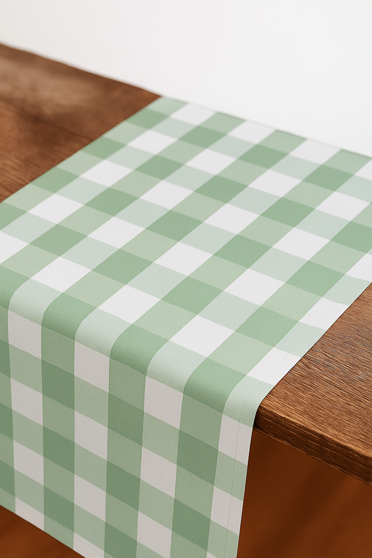 TBL0045 - Sage-White Handmade Buffalo Check Table Runner