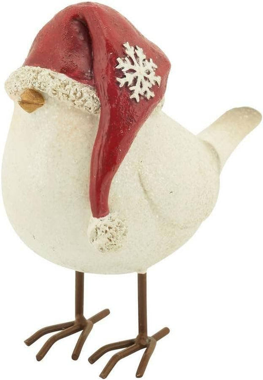 XD287 - 4.5" Resin Perched Bird Figurine with Santa Hat