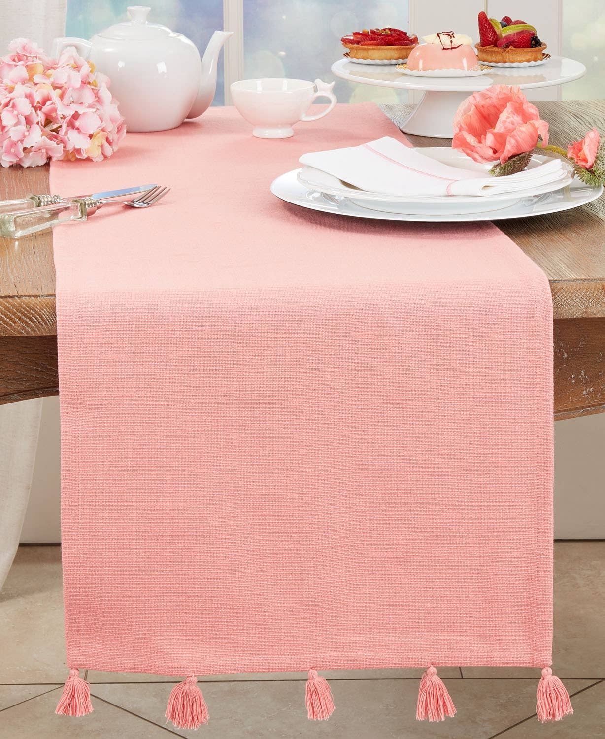 377 - Pink Cotton 16x72 Table Runner