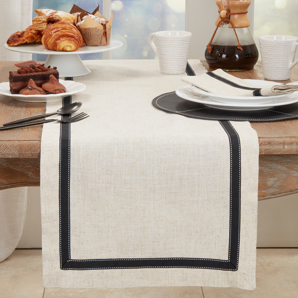 3314 - Black Natural Grosgrain Table Runner