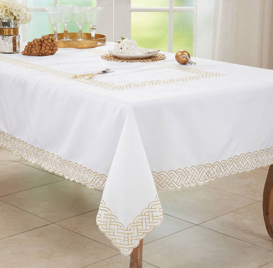 1729 - Gold Braid Embroidered Tablecloth
