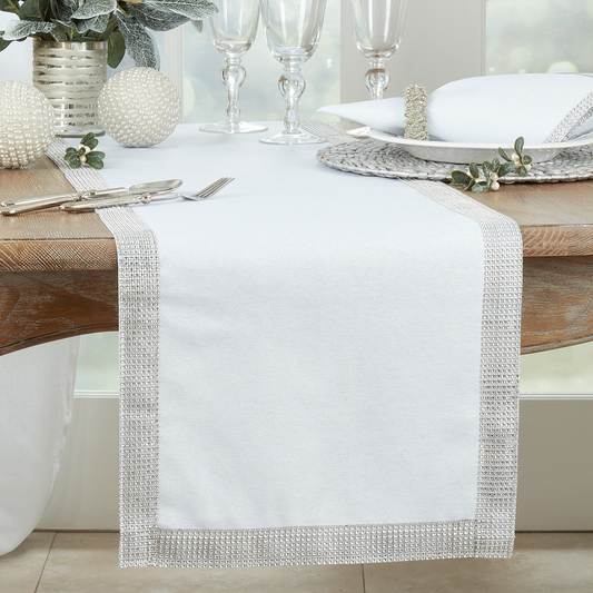 315 - Studded White Table Runner