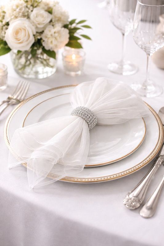 1002 - White Sheer Organza 20" Dinner Napkin