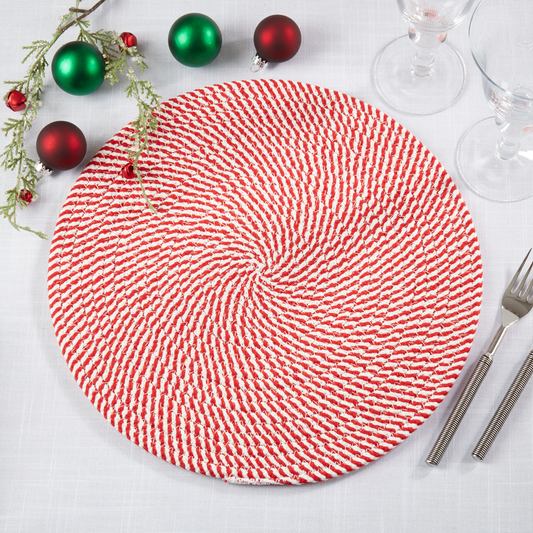 5460 - Red Peppermint Striped 15" Placemat
