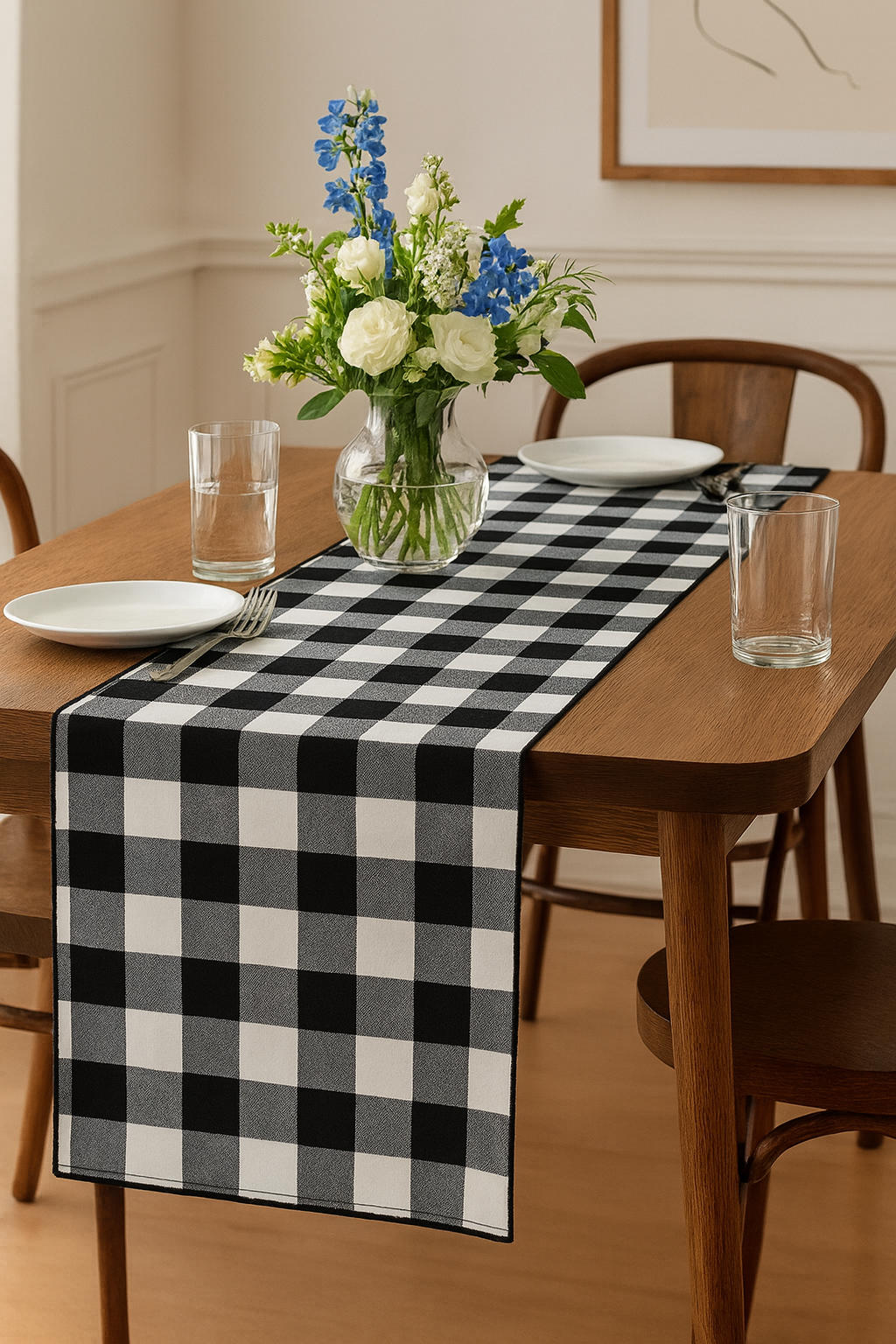 TBL0045 - Black-White Buffalo Check Table Runner