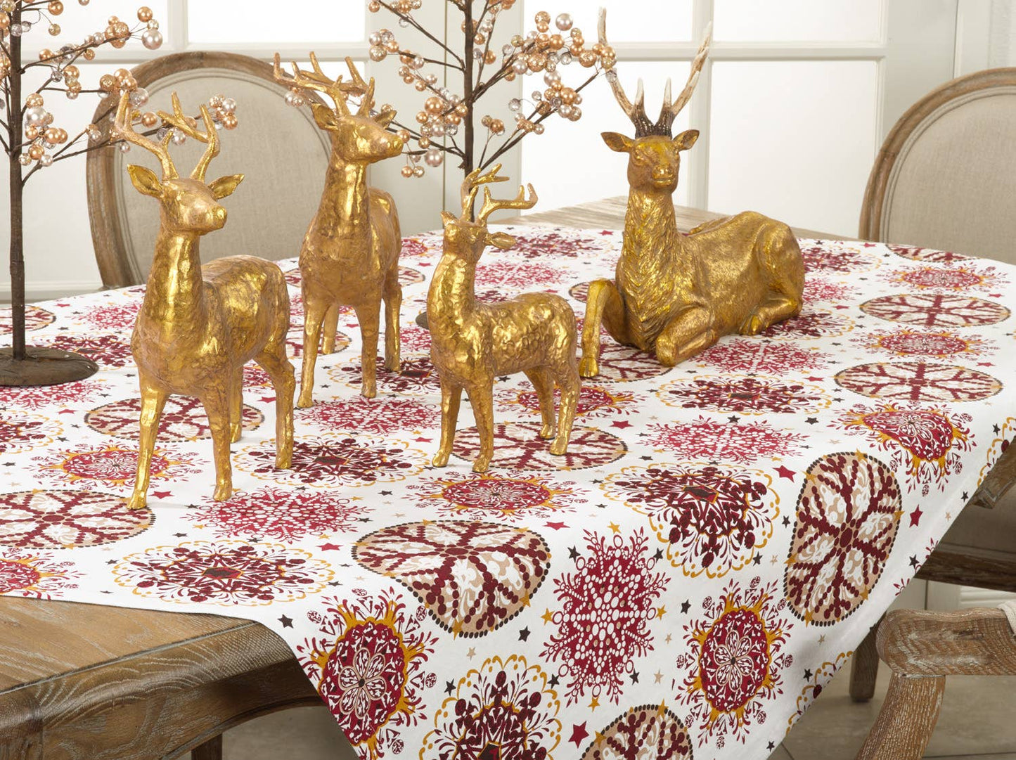 5008 - Red Snowflake Festive 60" Square Tablecloth