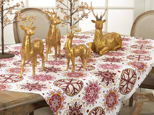 5008 - Red Snowflake Festive 60" Square Tablecloth