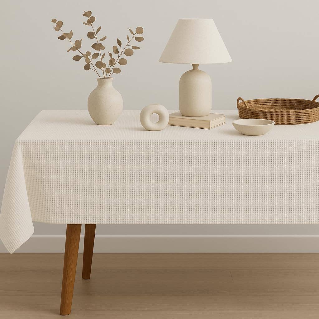 TBL0088 - Ivory Waffle Weave Tablecloth