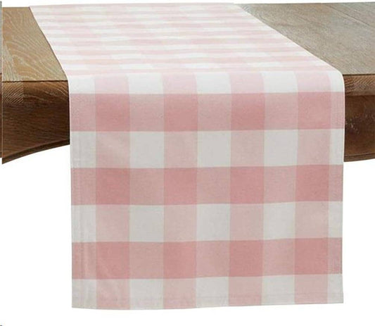 5026 - Pink and White Cotton 16x72 In Table Runner