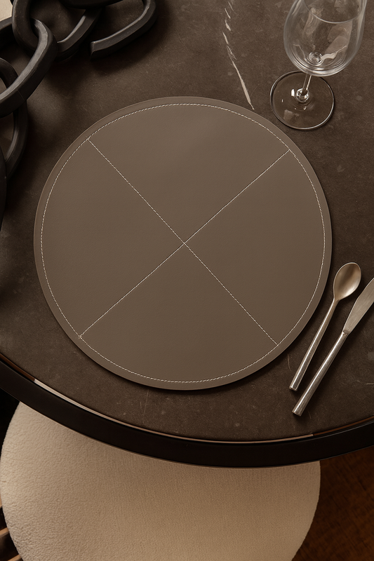 1502 - Slate Leatherette 15" Round Placemat