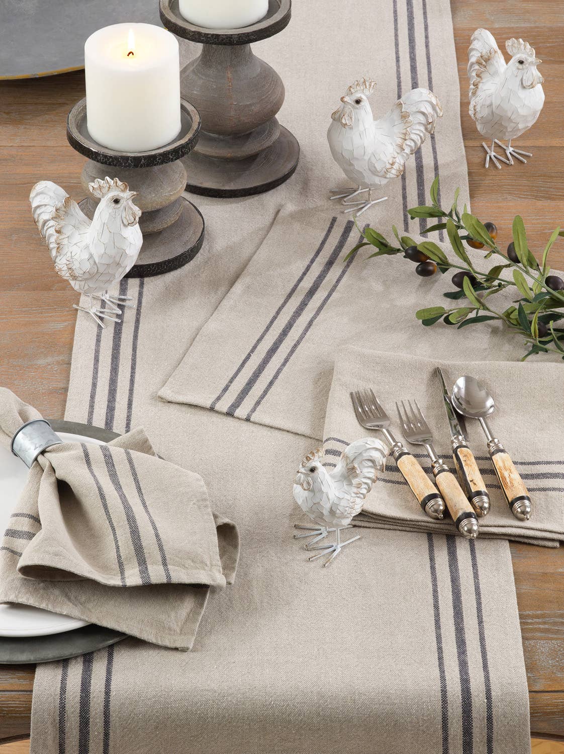 1117 - Natural Striped 100% Linen 14"x20" Placemat