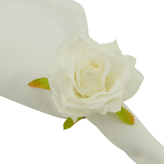 NR286 - White Rose Flower Napkin Ring