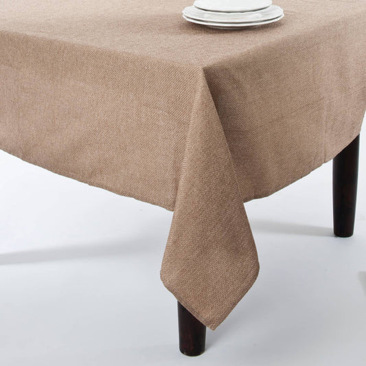 9113 - Basket Weave Faux Burlap Natural Tablecloth - 72"X72" Square