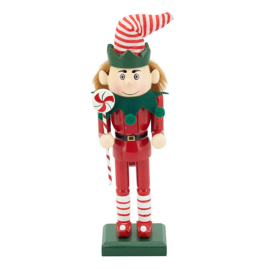 XD596 - 10" Elf Wooden Nutcracker