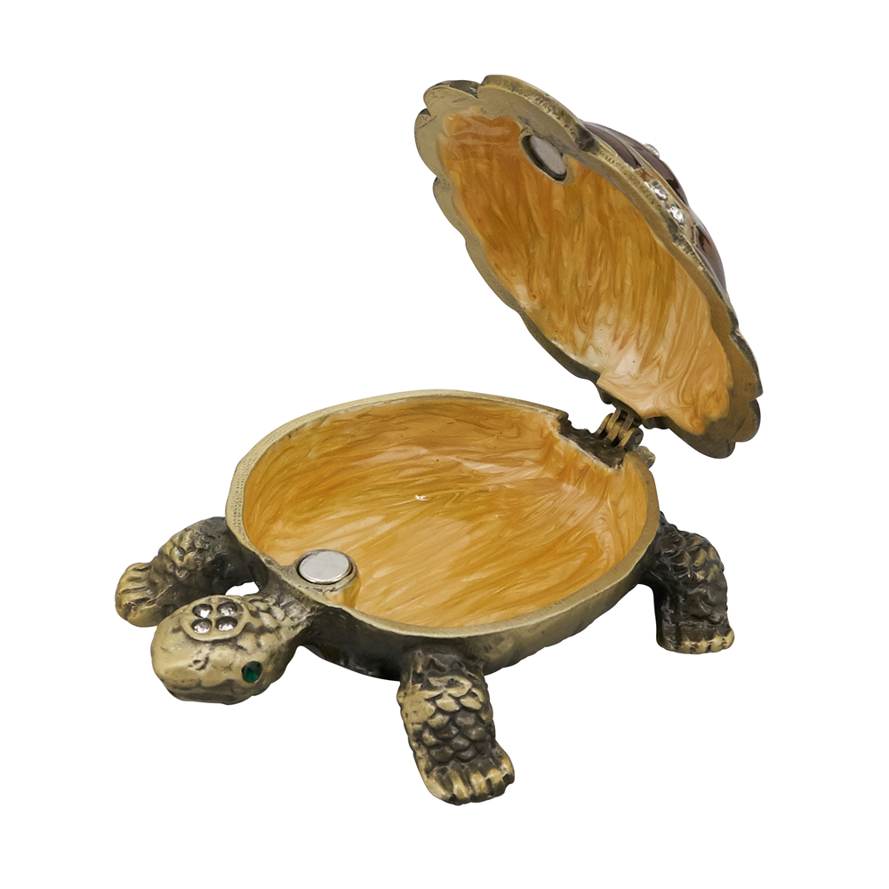 HA449 - Jeweled Turtle Bronze 3" Trinket Box
