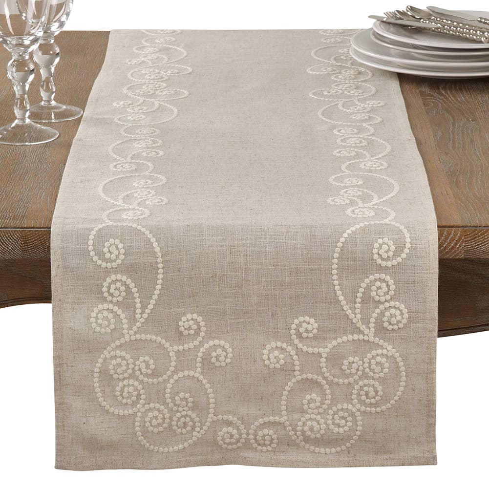 001 - Swirl Embroidered Table Runner