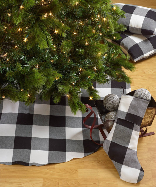 9025 - Buffalo Plaid Cotton Christmas Tree Skirt, Stocking