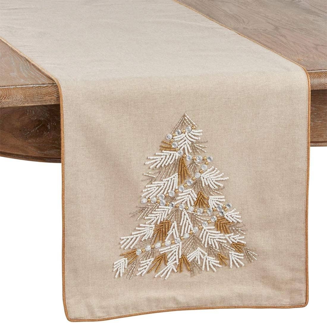 1912 - Beaded Tree Cotton 16"x72" Table Runner