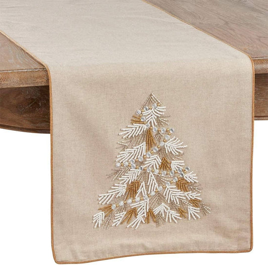 1912 - Beaded Tree Cotton 16"x72" Table Runner